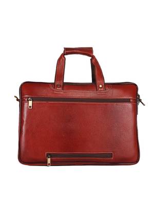 GENWAYNE  Brown Leather 15 inches men   s formal office laptop Messenger bag 5
