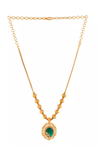  green stone necklace one gram gold
