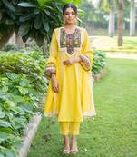 Yellow embellished jashna kurta set