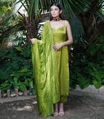Green plain heena kurta set