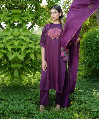 Purple embroidered jamini kurta set 2
