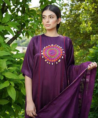 Purple embroidered jamini kurta set 3