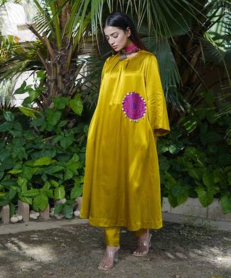 Mustard embroidered sunheri kurta set 2