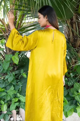 Mustard embroidered sunheri kurta set