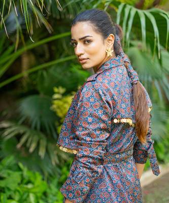 Indigo neelam printed jacket set 5
