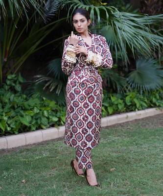 Off white kafoori printed jacket set 1