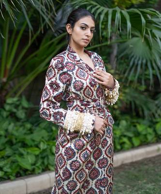 Off white kafoori printed jacket set 3
