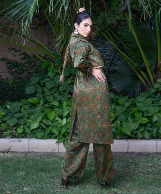 Green panna printed jacket set 5