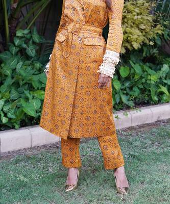 Mustard printed sunheri pants 1