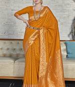 Mustard Faux Banarasi Katan Silk Zari Woven Saree