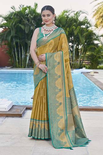 Gold Pure Tissue Zari Woven Saree