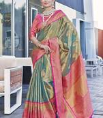 Grey Pure Tissue Zari Woven Saree