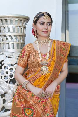 Yellow Original Maharashtrian Meenakari Paithani Silk Zari Woven Saree 3
