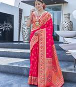 Pink Original Maharashtrian Meenakari Paithani Silk Zari Woven Saree