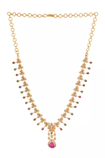 Golden ruby necklace and earrings set SHORT 