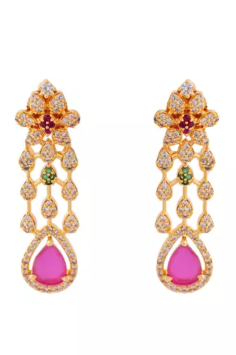 Golden ruby necklace and earrings set SHORT 