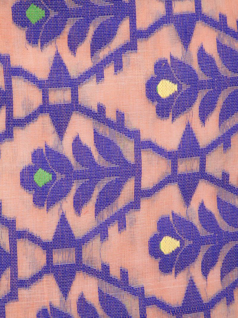 Pinkloom Women'S Peach Hand_Woven Soft Cotton Jamdani-Sarees Without Blouse Piece