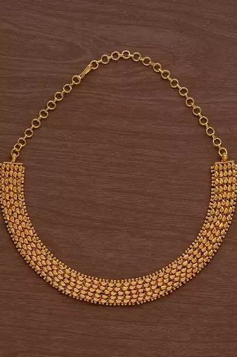 Golden choker short with leaf design one gram gold