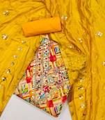 Yellow Cotton Digital Print Unstitched Dress Material