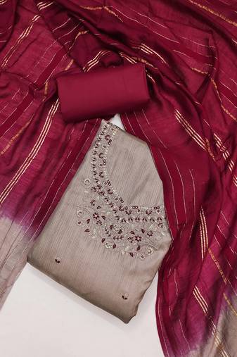 Chiku Coco silk blend Embroidered Unstitched Dress Material
