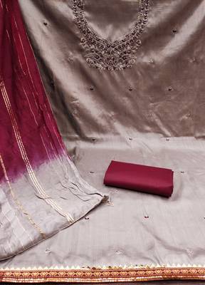 Chiku Coco silk blend Embroidered Unstitched Dress Material 2
