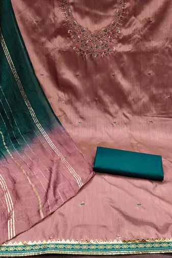 Gajri Coco silk blend Embroidered Unstitched Dress Material