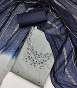 Grey Coco silk blend Embroidered Unstitched Dress Material