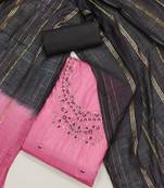 Pink Coco silk blend Embroidered Unstitched Dress Material