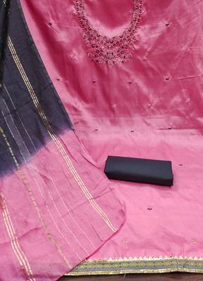 Pink Coco silk blend Embroidered Unstitched Dress Material 2