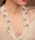 White Bead and Floral Necklace Set