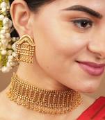 Elegant Gold Plated Choker Set for a Traditional Wedding Look