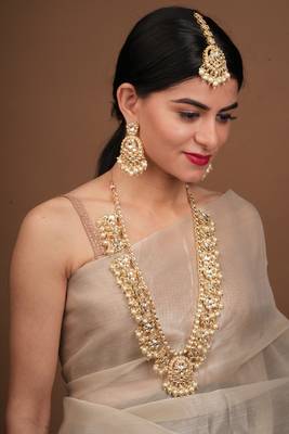 White Gold Kundan Necklace Set 1