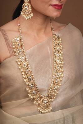 White Gold Kundan Necklace Set 7