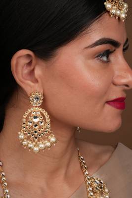 White Gold Kundan Necklace Set 8