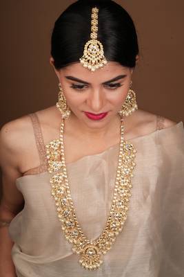 White Gold Kundan Necklace Set 10