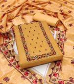 Yellow silk blend Hand Work Unstitched Dress Material