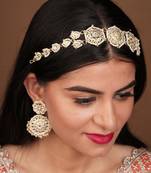 Festive Kundan Gold Plated Sheeshphool Set with Earrings