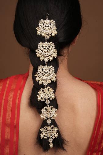 Ethnic Gold Plated Kundan Hair Accessory
