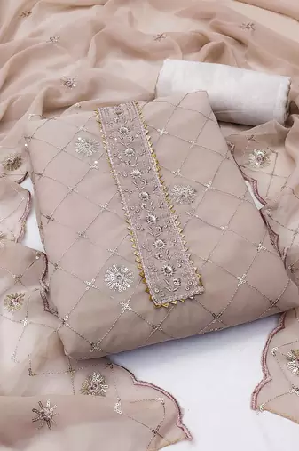 Chiku Georgette Hand Work Unstitched Dress Material With Inner
