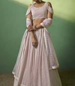 PINK SEQUINS EMBROIDERED GEORGETTE DESIGNER BRIDAL WEDDING & PARTY WEAR FESTIVAL SEMI STITCHED LEHENGA