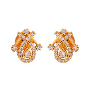 Crystal mangasutra short with diamond pendant and matching earrings on egram gold 5