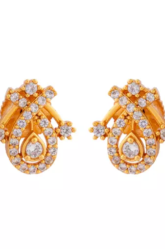 Crystal mangasutra short with diamond pendant and matching earrings on egram gold