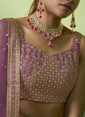LAVENDER SEQUINS EMBROIDERED GEORGETTE DESIGNER BRIDAL WEDDING & PARTY WEAR FESTIVAL SEMI STITCHED LEHENGA 6