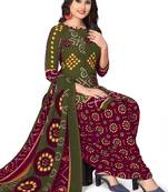 Unstitched crepe salwar suit material printed