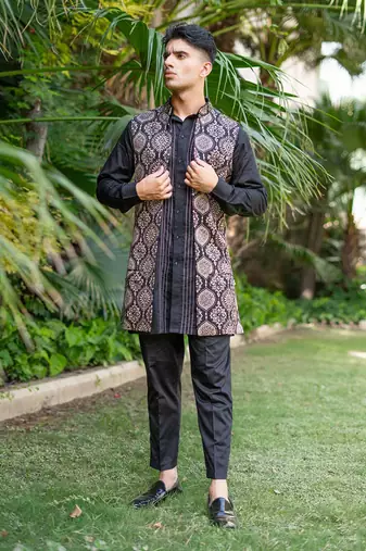 Black printed surmayi  kurta sets
