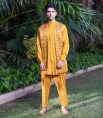 Mustard printed sunheri  kurta sets