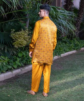 Mustard printed sunheri  kurta sets 5