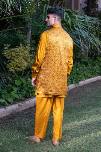 Mustard printed sunheri  kurta sets