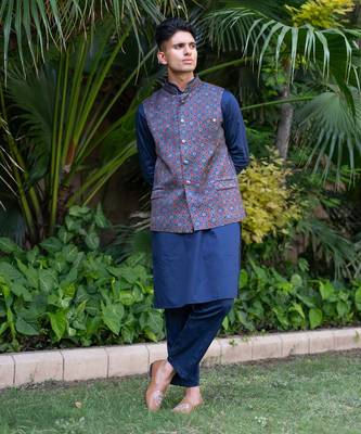 Navy blue printed neelam  kurta sets 1