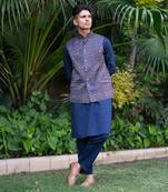 Navy blue printed neelam  kurta sets